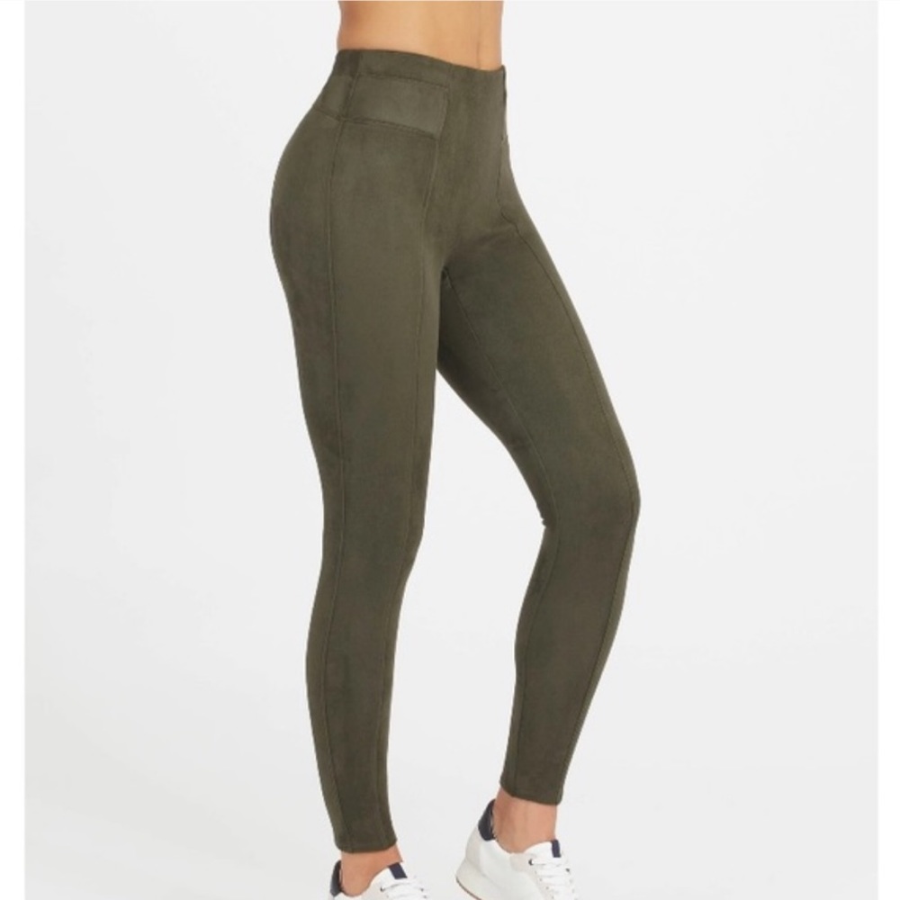 Spanx Olive Green High Rise Faux Suede Shaping Leggings NWT| M